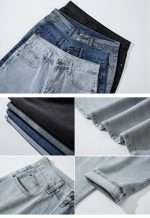 Men's Baggy Jeans: Korean Fashion Hip Hop Straight Wide Leg Trousers in Black & Light Blue - Image 7