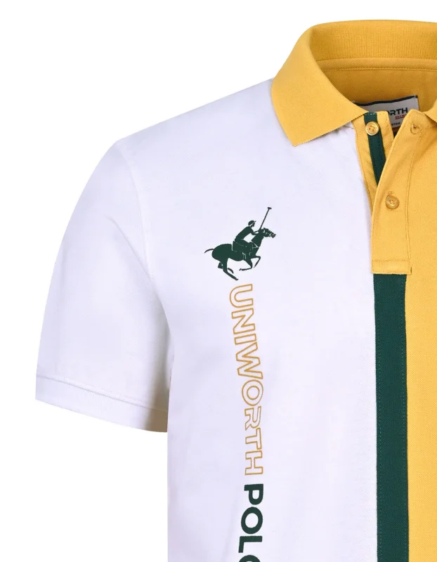 Men's Yellow Color Block Polo Shirt