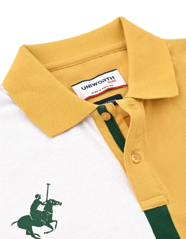 Men's Yellow Color Block Polo Shirt