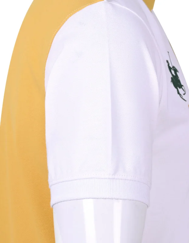 Men's Yellow Color Block Polo Shirt