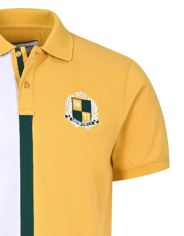 Men's Yellow Color Block Polo Shirt