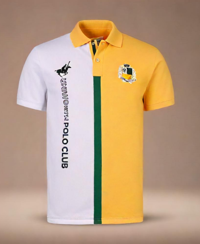 Men's Yellow Color Block Polo Shirt