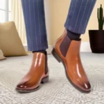 Genuine Leather Chelsea Boots for Men | Black Slip-On Ankle Shoes | Elastic Band