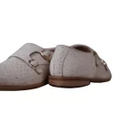 Luxury White Ostrich Leather Double Monk Shoes | Handmade Elegance - Image 3