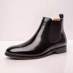 Genuine Leather Chelsea Boots for Men | Black Slip-On Ankle Shoes | Elastic Band - Image 3