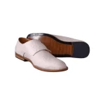 Luxury White Ostrich Leather Double Monk Shoes | Handmade Elegance - Image 4
