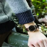 Men’s Leather Band Watch | Gold-Tone Stainless Steel Case, Quartz Movement, 50m Water Resistance - Image 2
