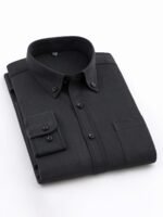 Men's Solid Oxford Slim Fit Shirt – Long Sleeve Business Casual - Image 6