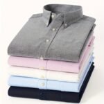 Men's Solid Oxford Slim Fit Shirt – Long Sleeve Business Casual