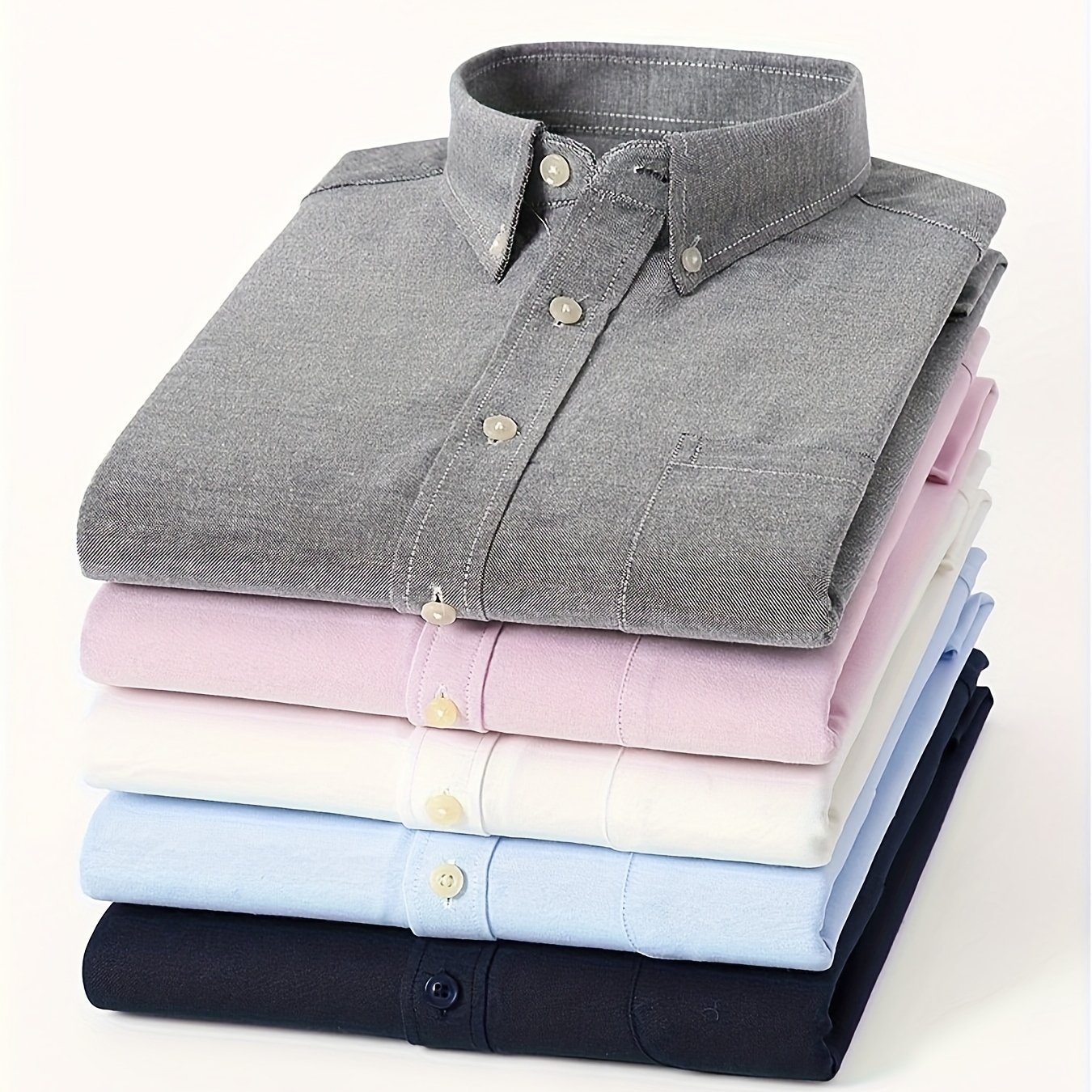 Oxford Slim Fit Shirt Men's Solid Oxford Slim Fit Shirt – Long Sleeve Business Casual - Image 1