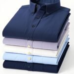 Men's Solid Oxford Slim Fit Shirt – Long Sleeve Business Casual - Image 11