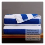 Blue & White Striped Beach & Sport Towel – Heavy Absorbent Cotton - Image 2