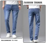 Men's Summer Lightweight Straight Fit Cotton Stretch Jeans - Image 19