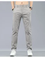 Men's Slim Fit Cotton Casual Pants - Stretch Business Trousers - Image 7