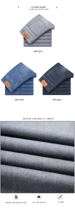 Men's Summer Lightweight Straight Fit Cotton Stretch Jeans - Image 14