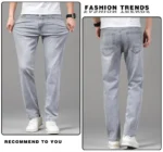 Men's Summer Lightweight Straight Fit Cotton Stretch Jeans - Image 16