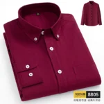Men's Oxford Pattern Shirt - S-11XL Slim Fit Long Sleeve - Image 8
