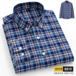 Men's Oxford Pattern Shirt - S-11XL Slim Fit Long Sleeve - Image 12