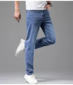 Men's Summer Lightweight Straight Fit Cotton Stretch Jeans - Image 20