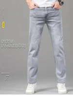 Men's Summer Lightweight Straight Fit Cotton Stretch Jeans - Image 10