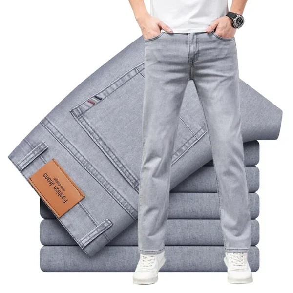 Men's Summer Lightweight Straight Fit Cotton Stretch Jeans