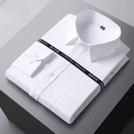Men's White Anti-Wrinkle Business Shirt - Long Sleeve Formal