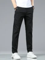 Men's Slim Fit Cotton Casual Pants - Stretch Business Trousers - Image 5
