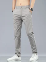 Men's Slim Fit Cotton Casual Pants - Stretch Business Trousers - Image 3
