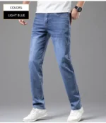 Men's Summer Lightweight Straight Fit Cotton Stretch Jeans - Image 18