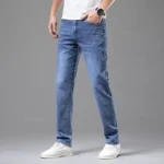 Men's Summer Lightweight Straight Fit Cotton Stretch Jeans - Image 4