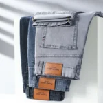 Men's Summer Lightweight Straight Fit Cotton Stretch Jeans - Image 2