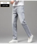 Men's Summer Lightweight Straight Fit Cotton Stretch Jeans - Image 15