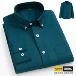 Men's Oxford Pattern Shirt - S-11XL Slim Fit Long Sleeve - Image 9