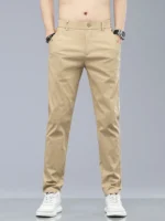Men's Slim Fit Cotton Casual Pants - Stretch Business Trousers - Image 2