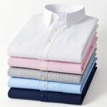 Men's Solid Oxford Slim Fit Shirt – Long Sleeve Business Casual - Image 7