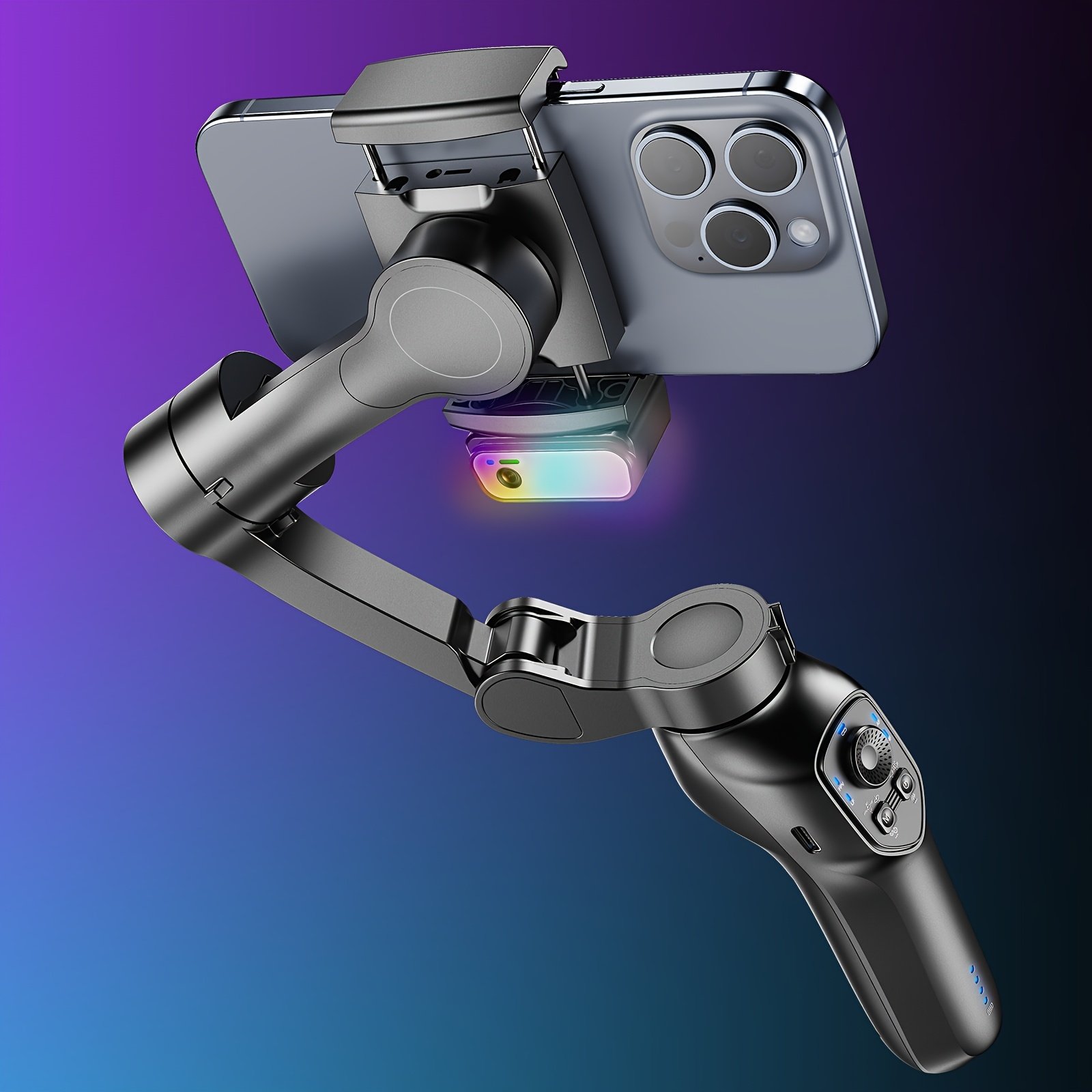 Phone Gimbal Tripod AI Smart 3-Axis Phone Gimbal Tripod – RGB Light & Face Tracking - Image 1