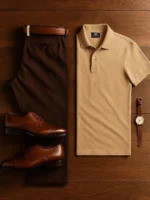 Men's Essential Polo Outfit Bundle: Polo Shirt, Trousers & Shoes (Free Watch Included) - Image 3