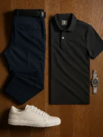 Men's Essential Polo Outfit Bundle: Polo Shirt, Trousers & Shoes (Free Watch Included) - Image 4
