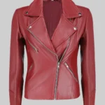 Luna Women s Asymmetrical Maroon Leather Biker Jacket Front 174653943921435 6273d2de c553 446a b8fc e46bb690c465