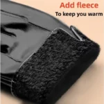 Men's Genuine Leather Touch Screen Winter Gloves - Warm Plus Velvet Lining, Driving/Cycling, Adjustable Cuff - Image 5