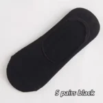 5-Pack Men's Cotton Invisible No-Show Socks - Non-Slip, Breathable - Image 4
