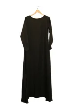 Black Maxi Dress/Abaya with Gold Embroidered Neckline - Image 2
