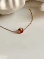 Aura Red Stone Necklace – 18K Gold Plated Minimalist Jewelry - Image 3