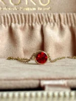Aura Red Stone Necklace – 18K Gold Plated Minimalist Jewelry - Image 2