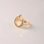 Zircon Golden Ring for Women – 18K Gold Plated Adjustable Ring - Image 4