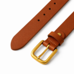 Men's handmade black full-grain leather belt with solid brass buckle