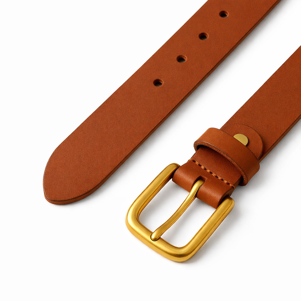 Handmade Full-Grain Leather Belt Men's handmade black full-grain leather belt with solid brass buckle