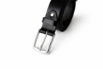 Men's handmade black full-grain leather belt with solid brass buckle