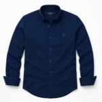 Men wearing classic navy blue oxford slim fit casual shirt