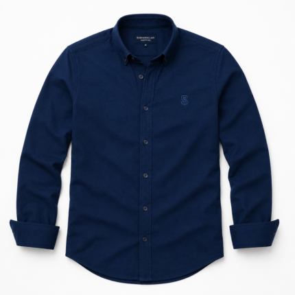 Men wearing classic navy blue oxford slim fit casual shirt